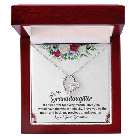 Granddaughter gift from grandma with forever love necklace and special message in luxury box