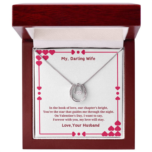 Wife Valentine's Gift With Lucky In Love Necklace WIth Message Card In Luxury Box