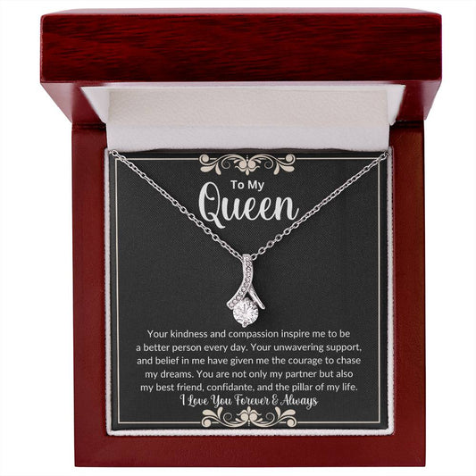 Soulmate Gift - Alluring Beauty Necklace in 14K White Gold Finish With Message Card In Luxury Box