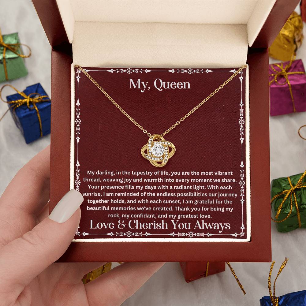 Soulmate gift with love knot necklace and special message in luxury box