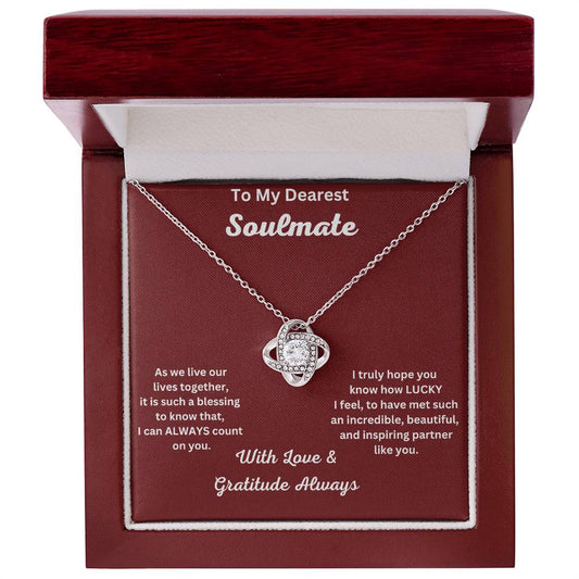 Soulmate Gift-Love Knot Necklace In Polished Stainless Steel In Luxury Box With LED With Message Card