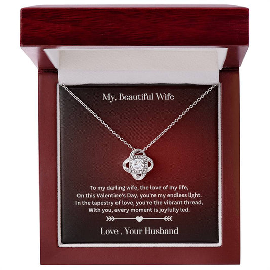 WIfe Valentine's Day Gift WIth Love Knot Necklace With Special Message In Luxury Box