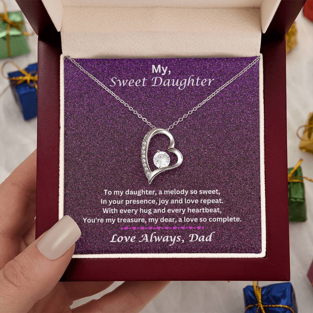 Daughter Gift From Dad With Forever Love Necklace WIth Message In Luxury Box