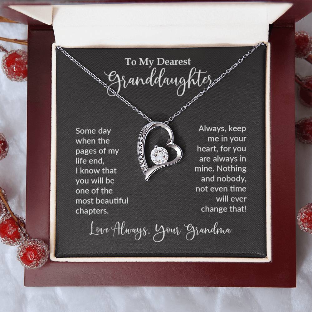 Granddaughter gift from grandma with Forever Love Necklace and special message In Luxury Box With LED Spotlight