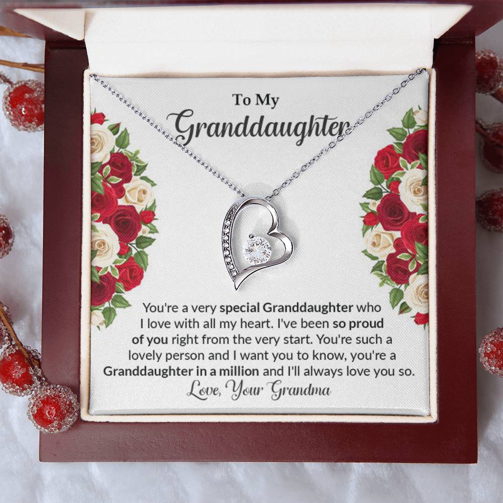 Granddaughter gift from grandma with Forever Love Necklace With Unique Message In Luxury Box With Props