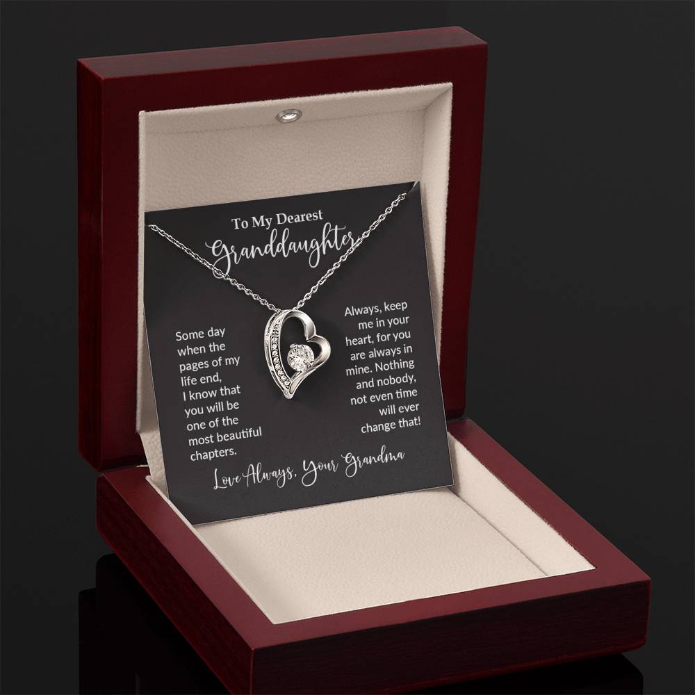 Granddaughter gift from grandma with Forever Love Necklace and special message Luxury Box