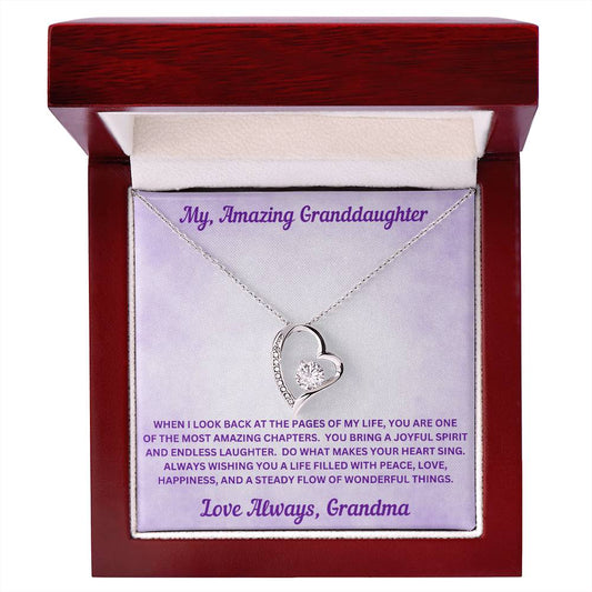 Granddaughter gift from grandma with forever love necklace and special message in luxury box with LED 