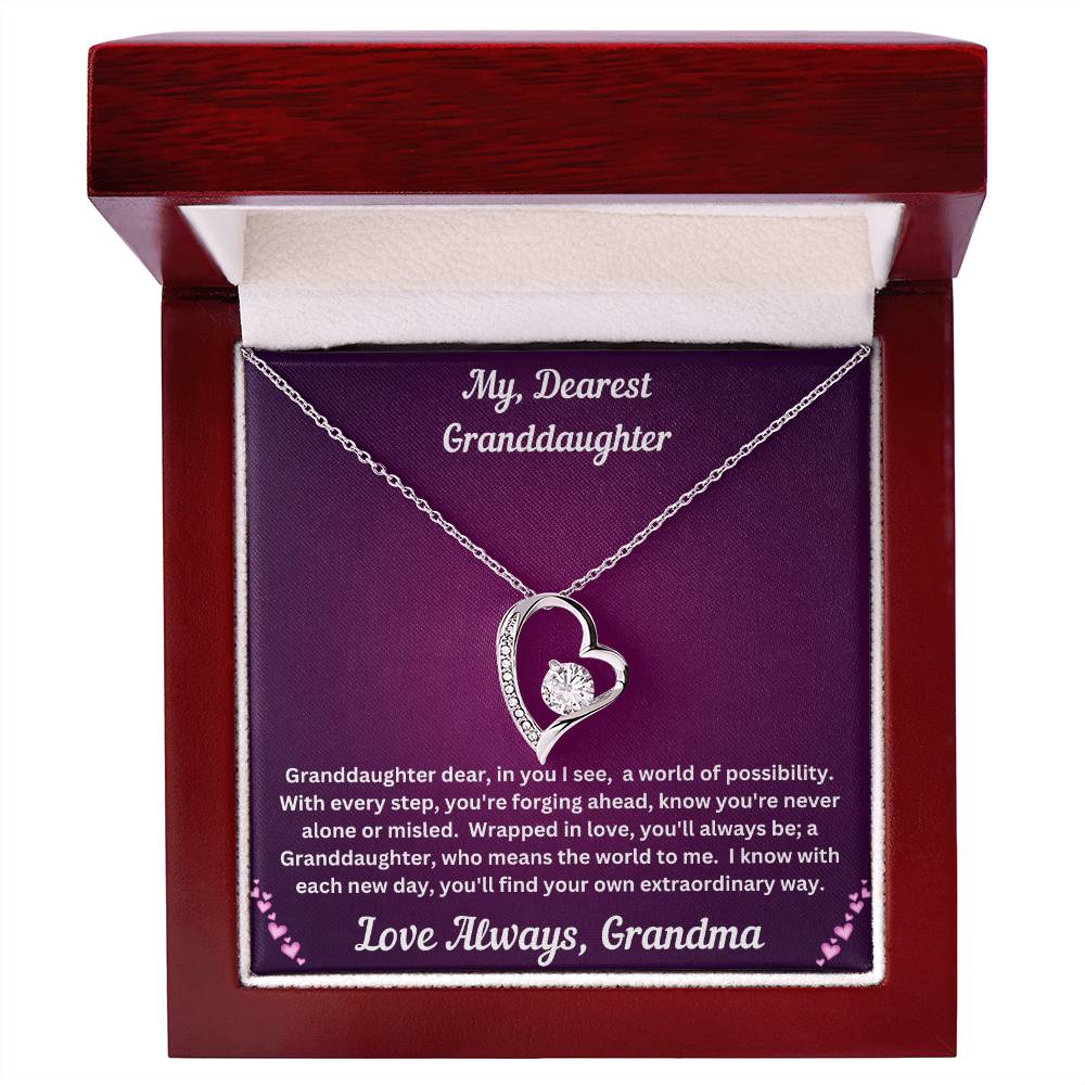 Granddaughter gift from grandma with forever love necklace and special message in luxury box 