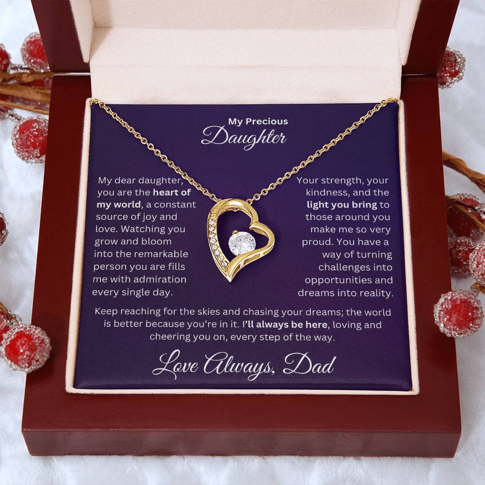 Dad to Daughter gift with forever love necklace and special message in a luxury box