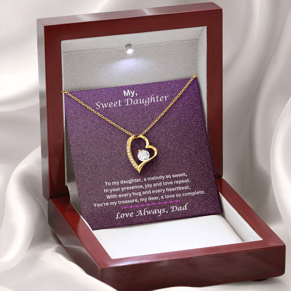 Daughter Gift From Dad With Forever Love Necklace WIth Message In Luxury Box WIth LED