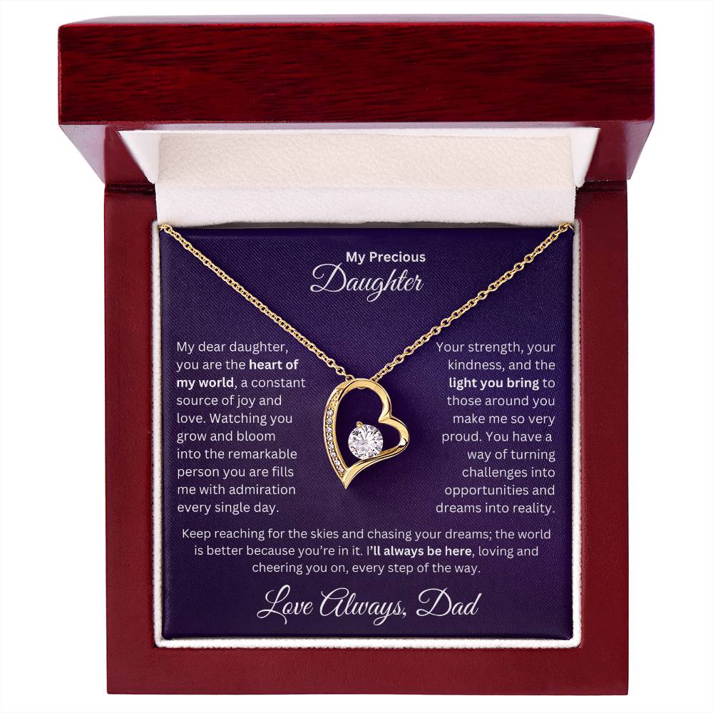 Dad to Daughter gift with forever love necklace and special message in a luxuryy box