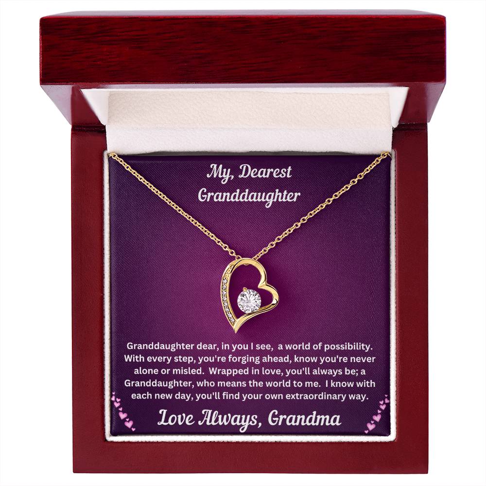 Granddaughter gift from grandma with forever love necklace and special message in luxury box 