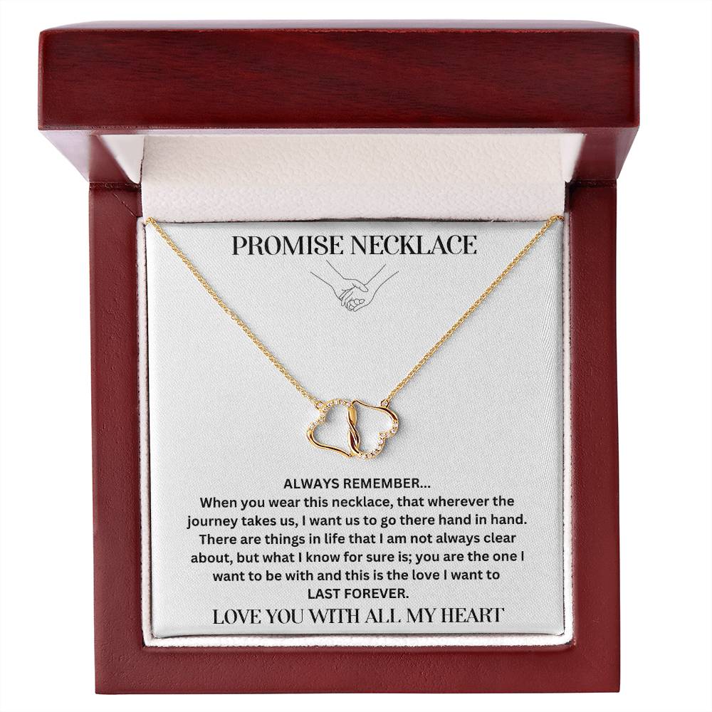 Promise Necklace Gift For Soulmate WIth 10K Yellow Gold And DIamonds In Luxury Box