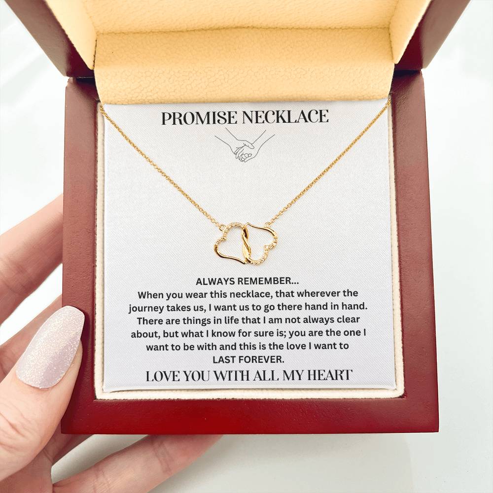 Hand Holding The Promise Necklace Gift For Soulmate WIth 10K Yellow Gold And DIamonds In Luxury Box