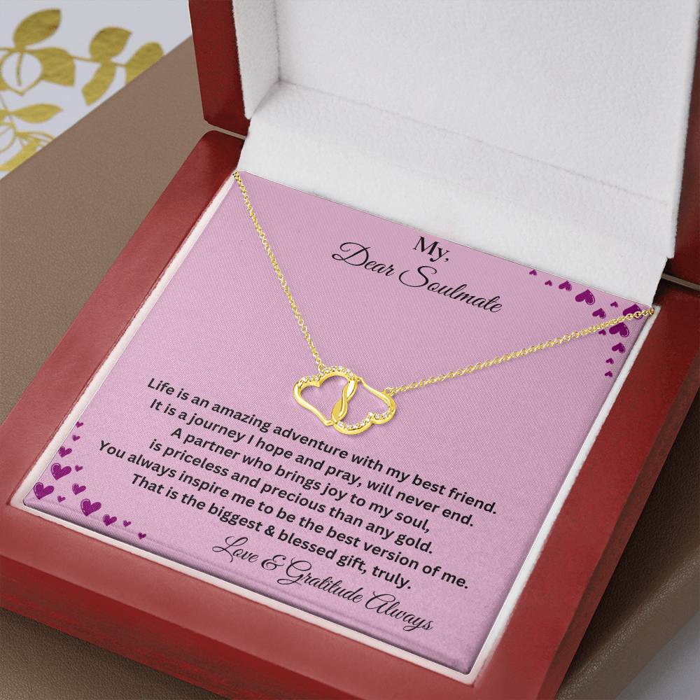 Closer View Of Soulmate Gift Everlasting Love Necklace WIth Message In Luxury Box 