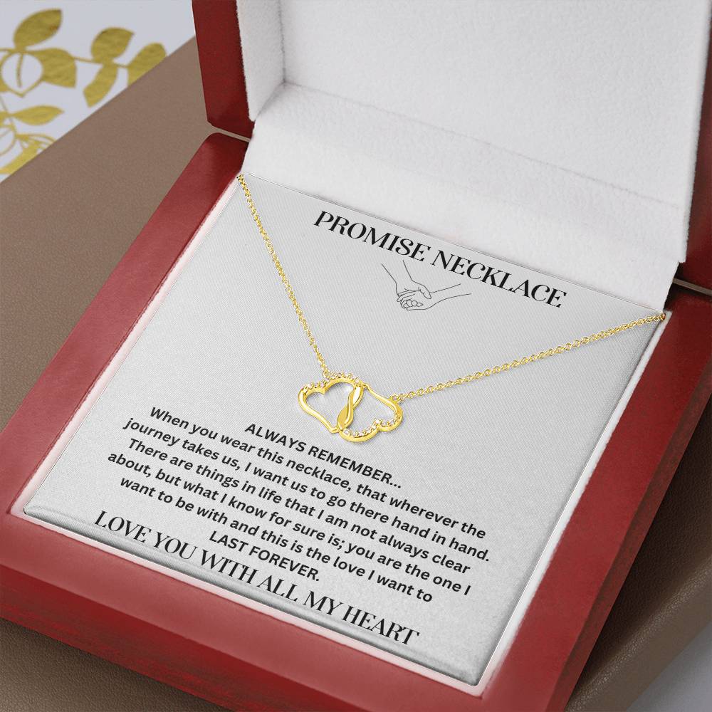 Very Close View Of Promise Necklace Gift For Soulmate WIth 10K Yellow Gold And DIamonds In Luxury Box WIth Message