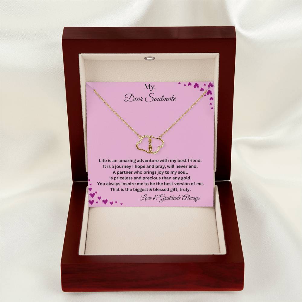 Soulmate Gift Everlasting Love Necklace WIth Message Vertical In Luxury Box With LED Light On