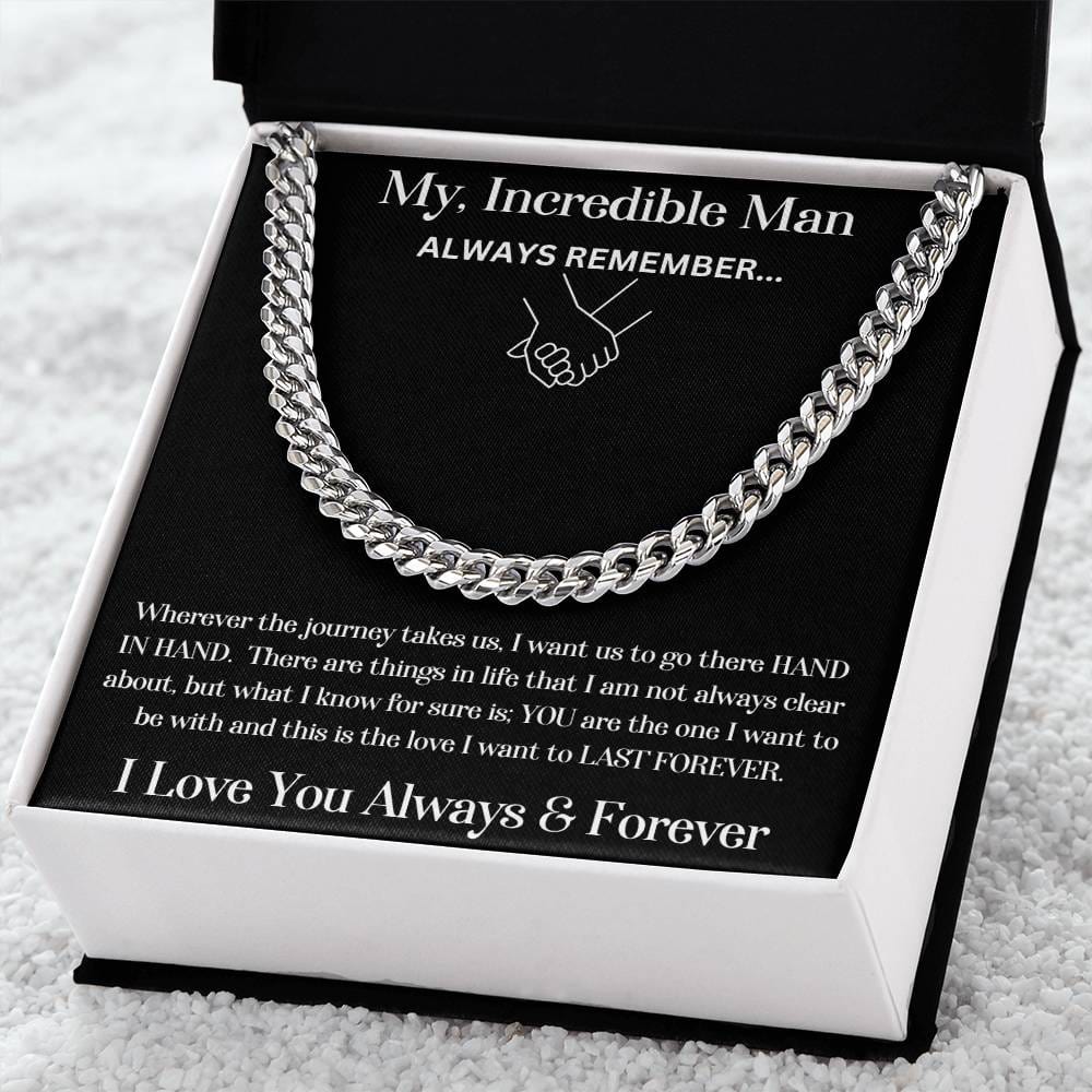 Soulmate/Man gift with cuban link chain and special message in standard box
