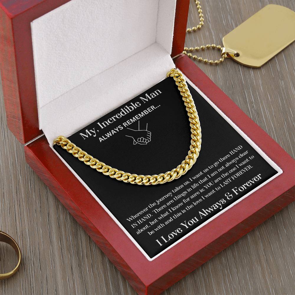 Soulmate/Man gift with cuban link chain and special message in luxury box