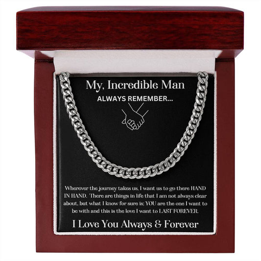 Soulmate/Man gift with cuban link chain and special message in luxury box