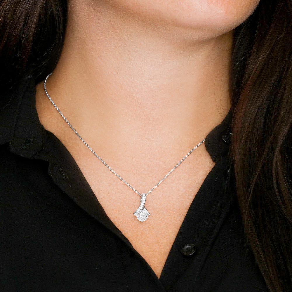 Person wearing the alluring necklace