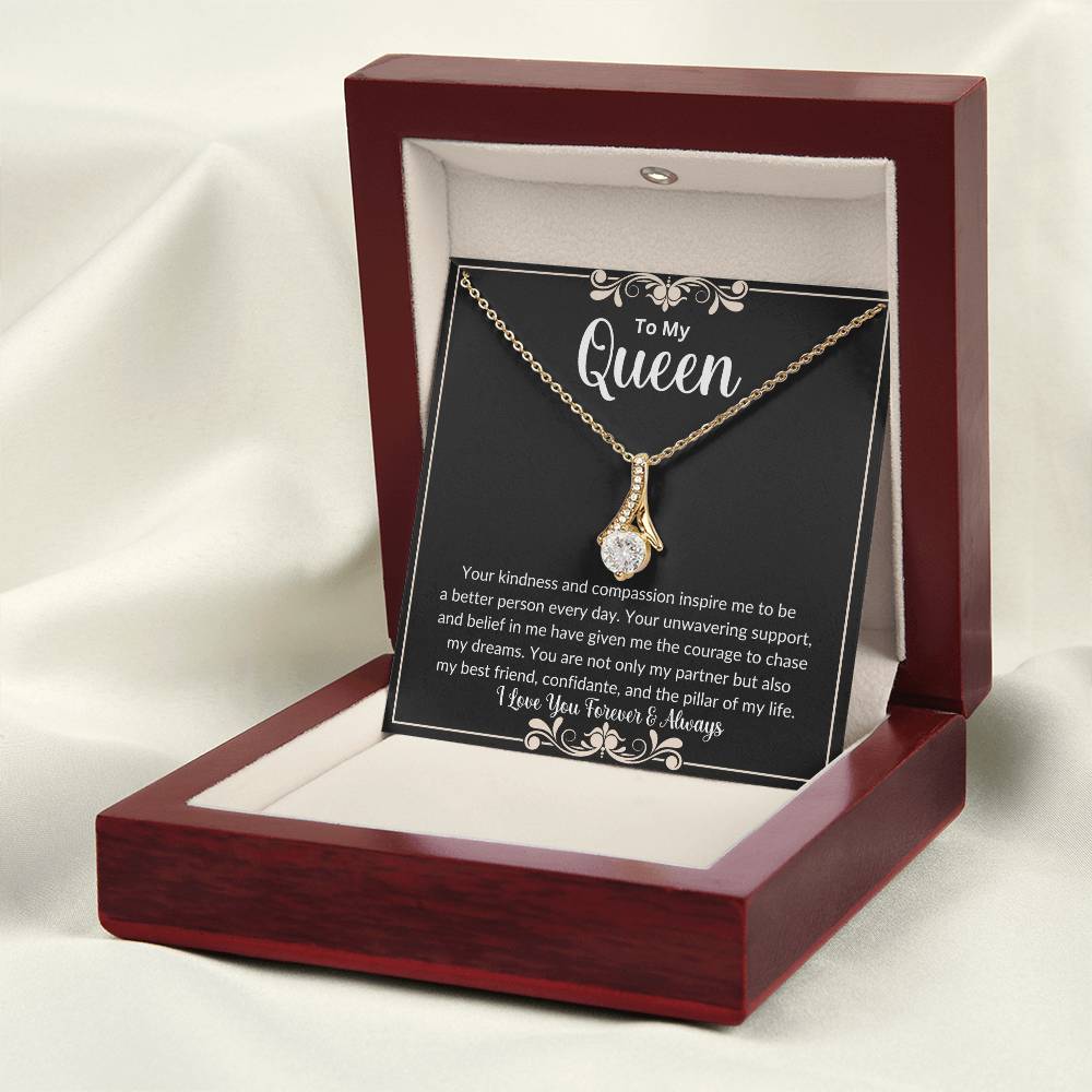 Soulmate gift with alluring beauty necklace and special message in luxury box