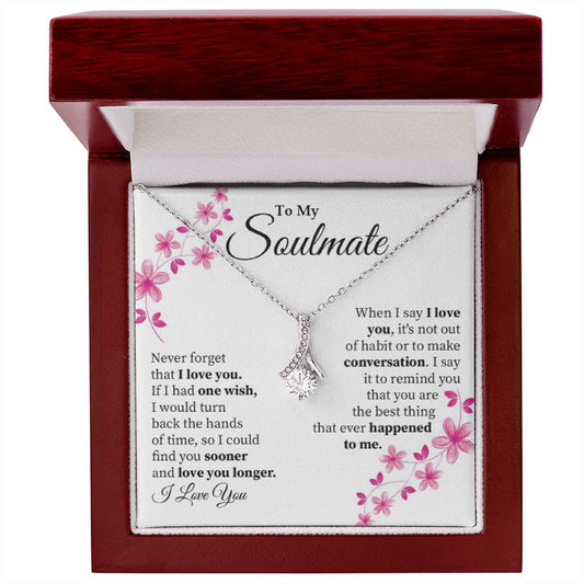 Soulmate Gift - Alluring Beauty Necklace in 14K White Gold Finish With Message Card In Luxury Box