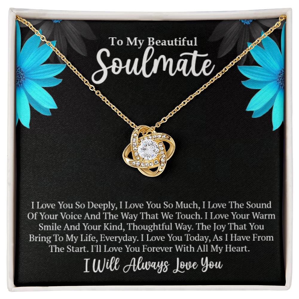 Soulmate Gift - Love Knot Necklace In 18K Yellow Gold Finish With Special Message In Two Tone Box