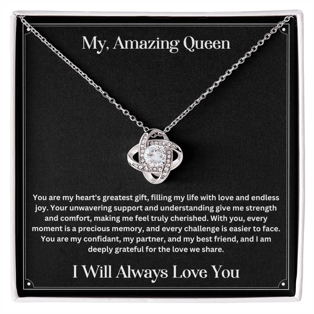 Soulmate gift with love knot necklace and special message in standard box