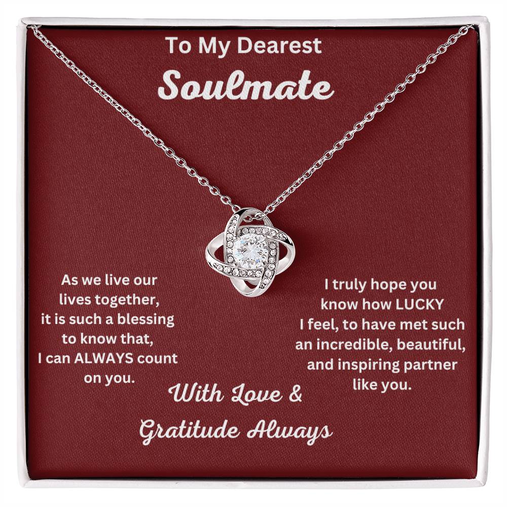 Soulmate Gift-Love Knot Necklace In Polished Stainless Steel In Two Tone Box With Message Card