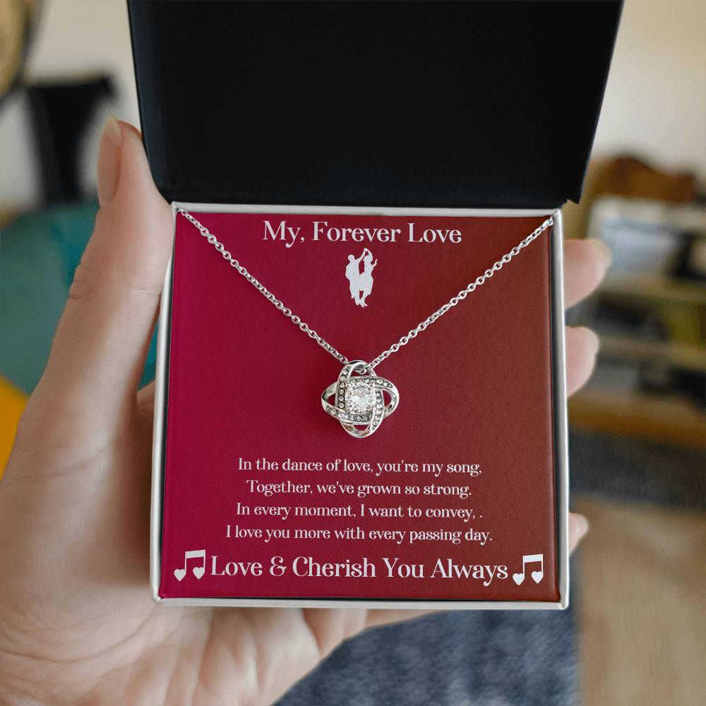 Soulmate gift with love knot necklace  with special message in two tone box
