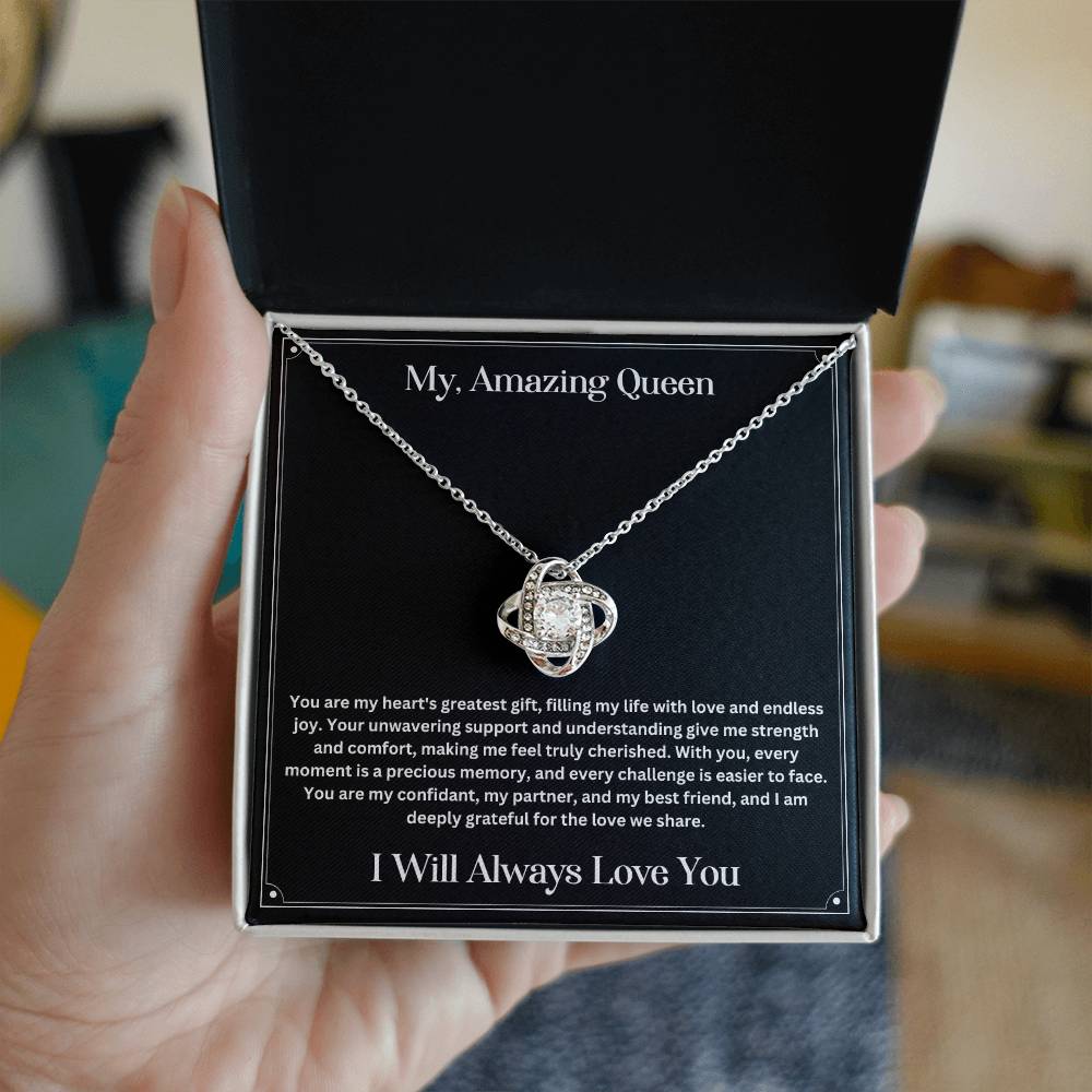 Soulmate gift with love knot necklace and special message in standard box