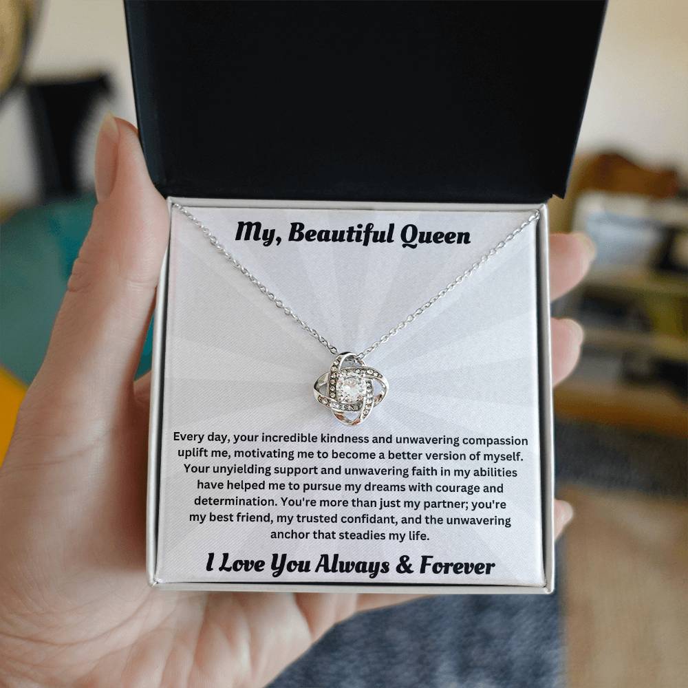 Soulmate gift with love knot necklace and special message in standard box