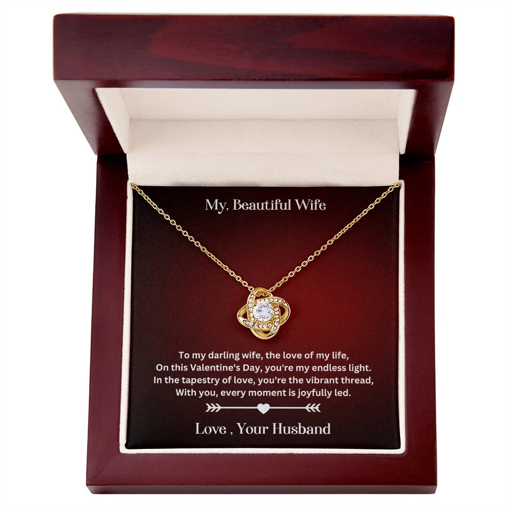 WIfe Valentine's Day Gift WIth Love Knot Necklace With Special Message In Luxury Box WIth LED