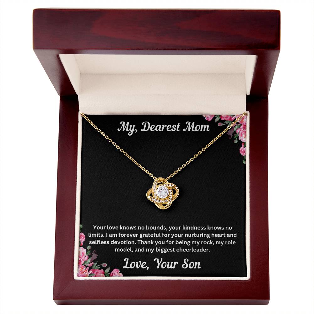 Mom gift from son with love knot necklace and special necklace in luxury box