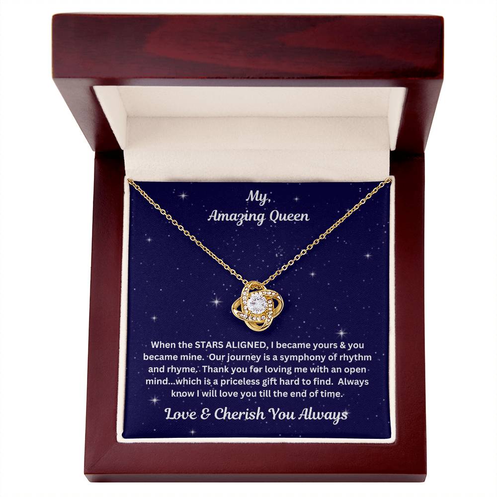 Soulmate gift with Love Knot Necklace and special message in Premium Luxury box