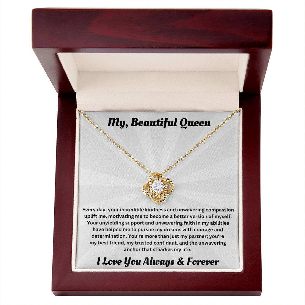 Soulmate gift with love knot necklace and special message in luxury box