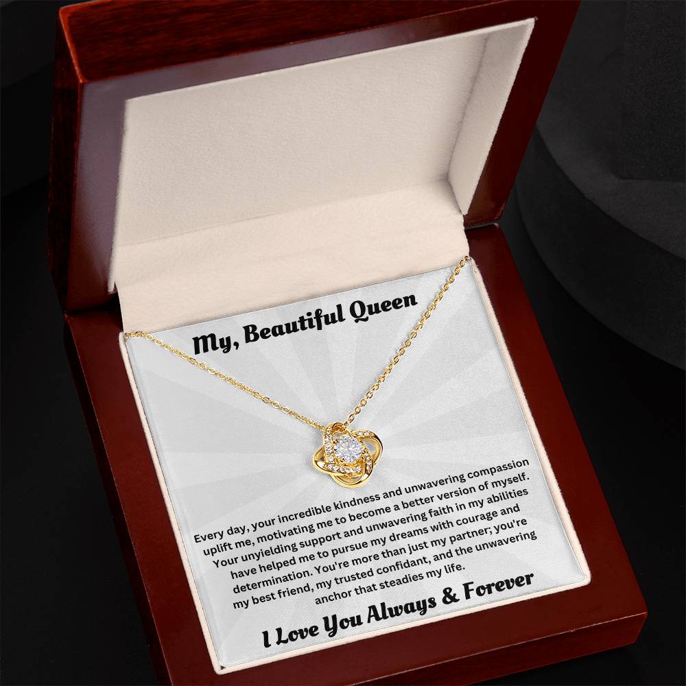 Soulmate gift with love knot necklace and special message in luxury box