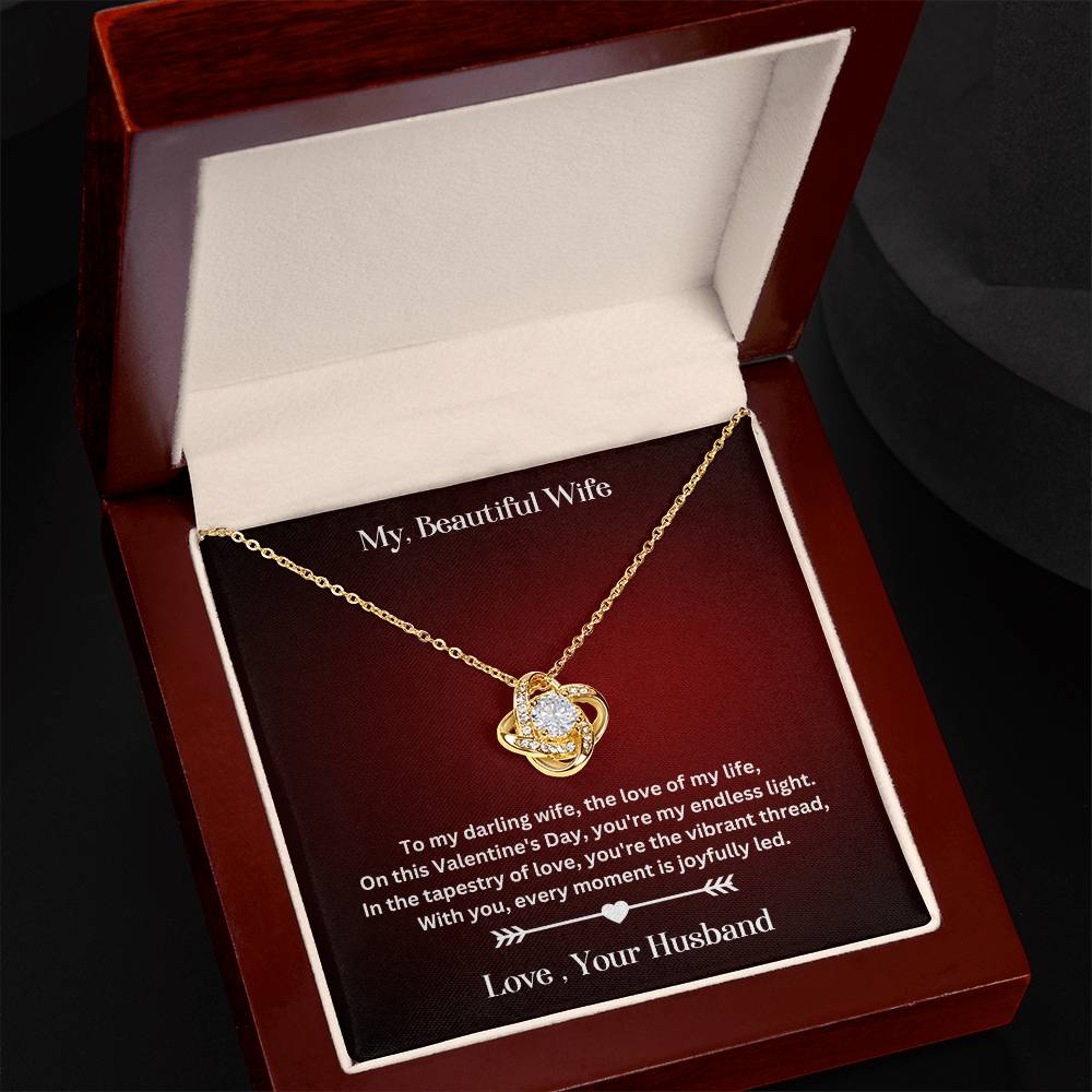 WIfe Valentine's Day Gift WIth Love Knot Necklace With Special Message In Luxury Box 