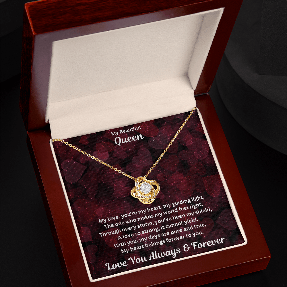 Soulmate gift with love knot necklace and special message in a luxury box