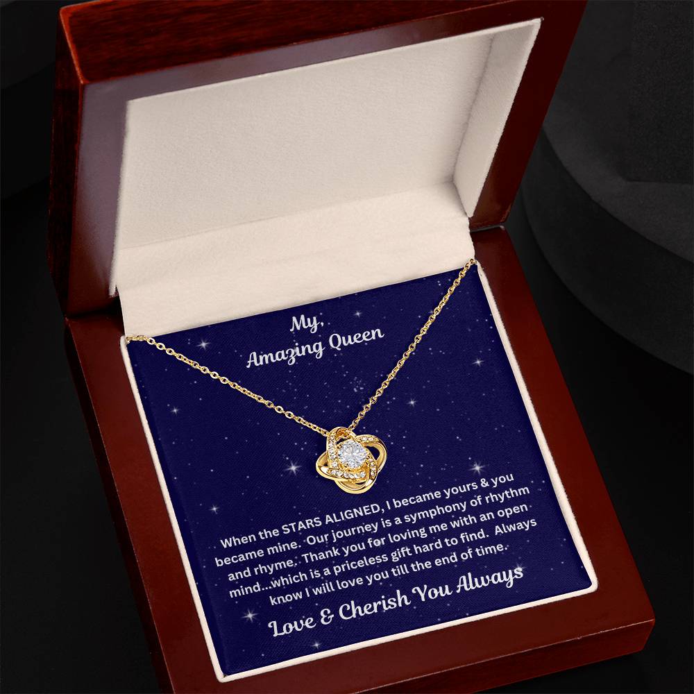 Soulmate gift with Love Knot Necklace and special message in premium luxury box