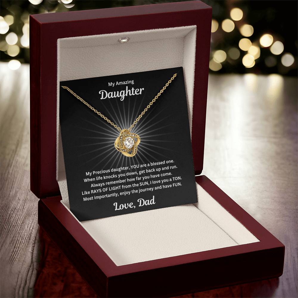 Daughter gift from dad with love not necklace and special sentiment in a luxury box with LED on