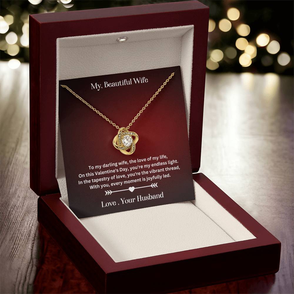 WIfe Valentine's Day Gift WIth Love Knot Necklace With Special Message In Luxury Box With LED