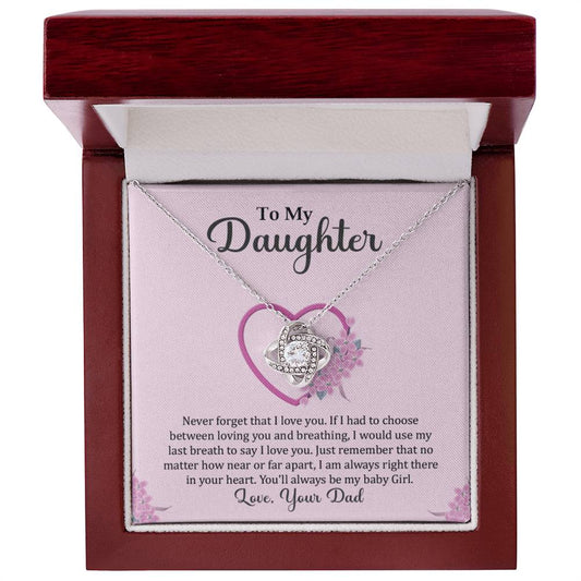 Daughter Gift From Dad WIth Love Knot Necklace And Special Message In Luxury Box 