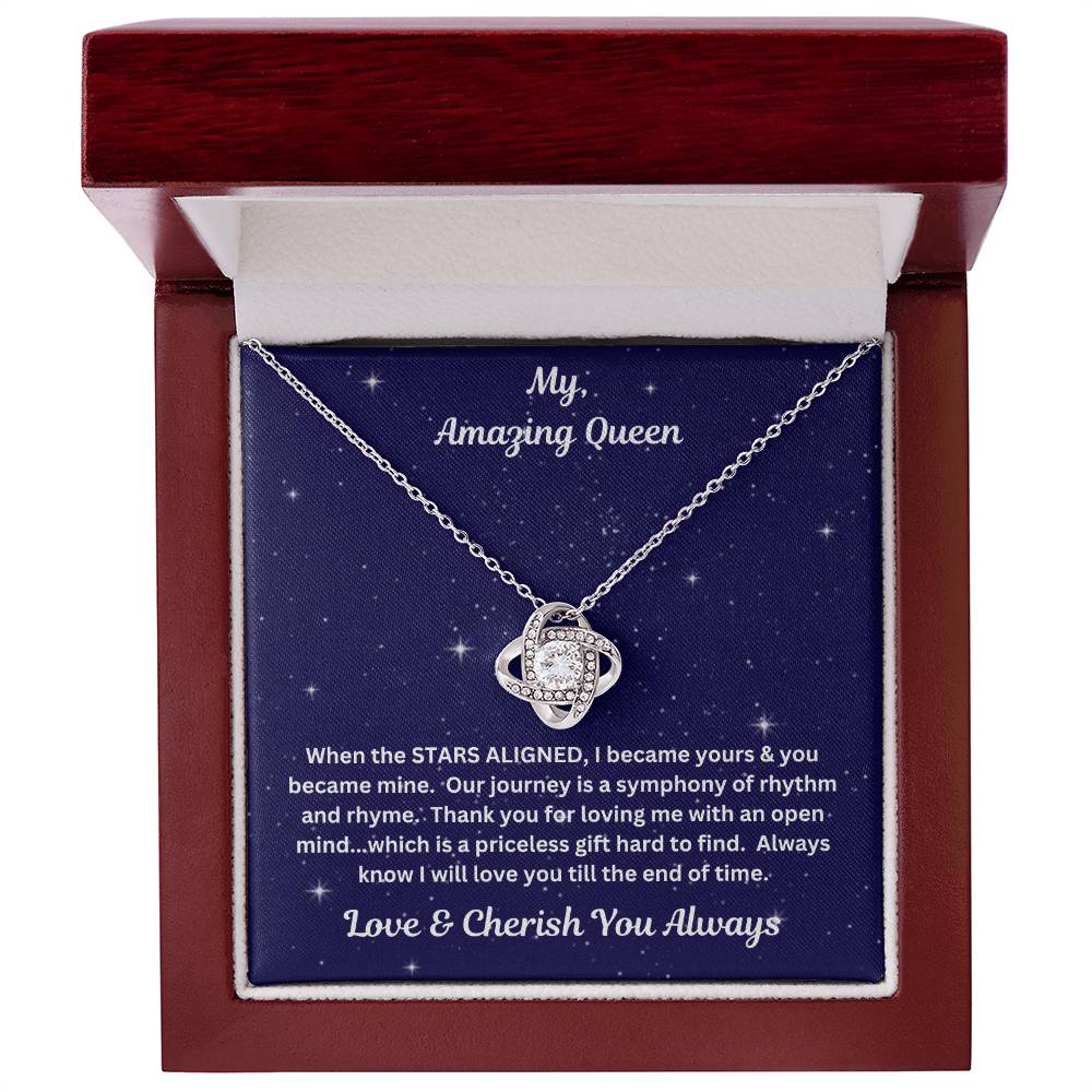 Soulmate gift with Love Knot Necklace and special message in Premium luxury box