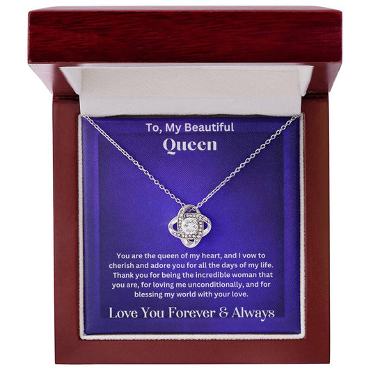 Soulmate gift with love knot necklace and special message in luxury box