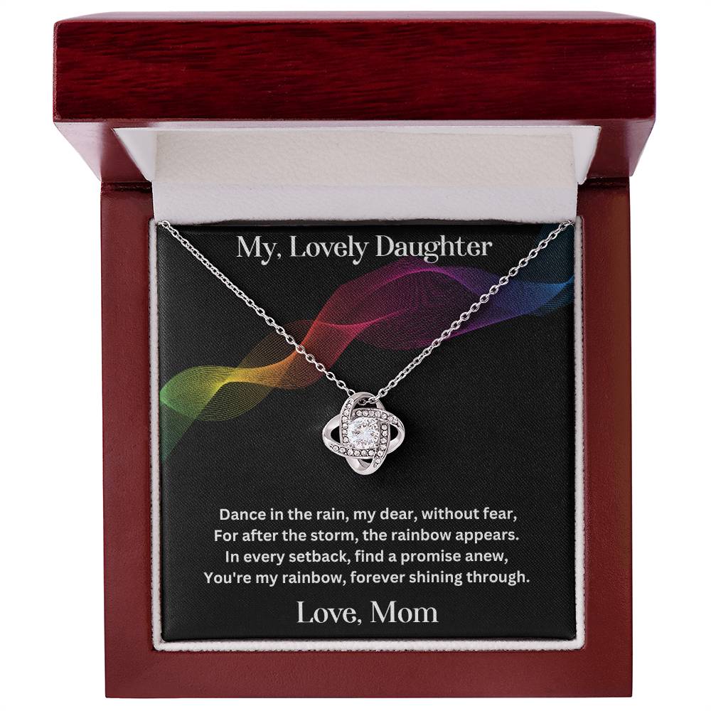 Daughter gift from mom with love knot necklace and special message in luxury box with LED