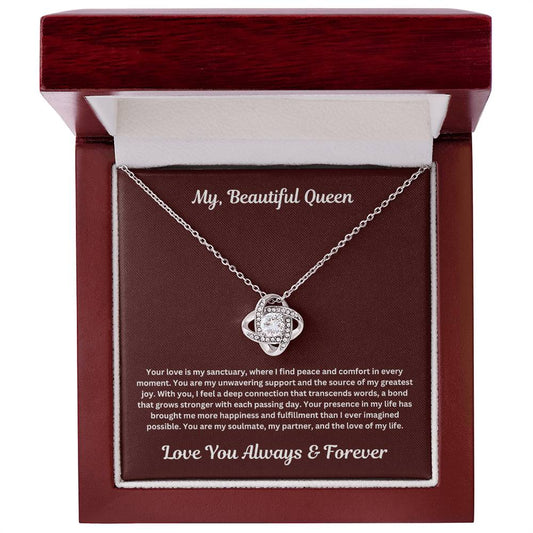 Soulmate Gift with love knot necklace and special message in luxury box