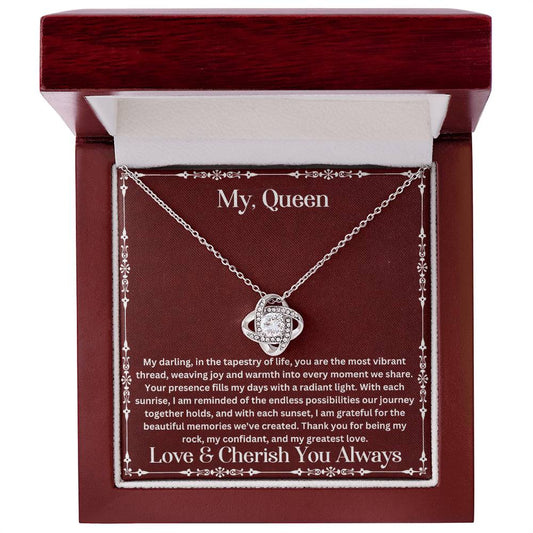 Soulmate gift with love knot necklace and special message in luxury box