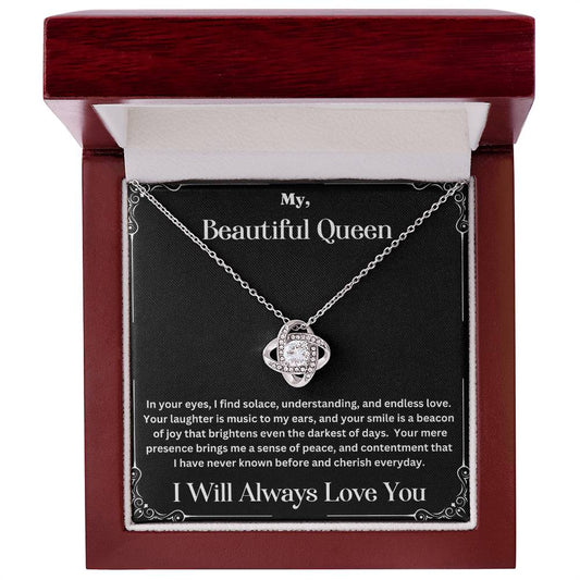 Soulmate gift with love knot necklace and special message card in luxury box